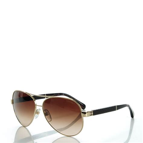 CHANEL Lambskin Quilted CC Aviator Sunglasses 4195